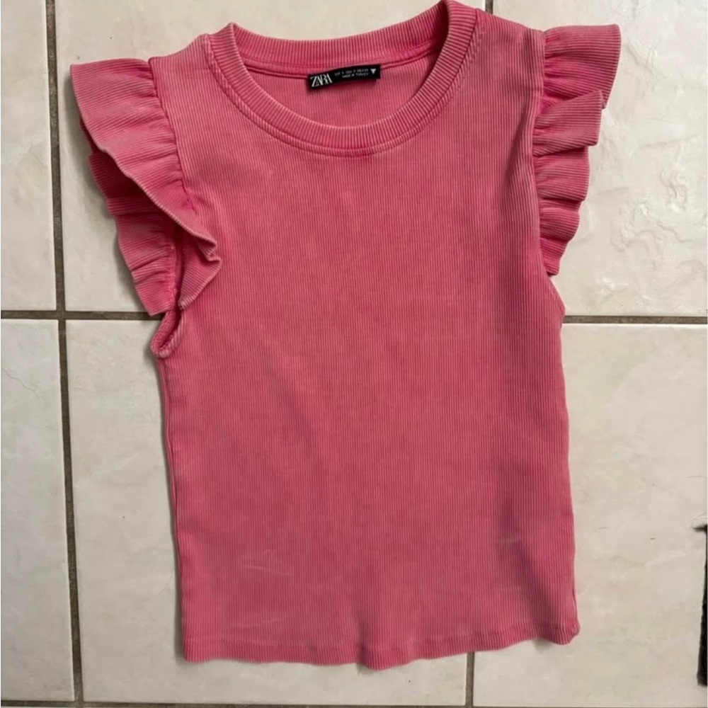 Zara Pink Ruffle Sleeve Tank Top